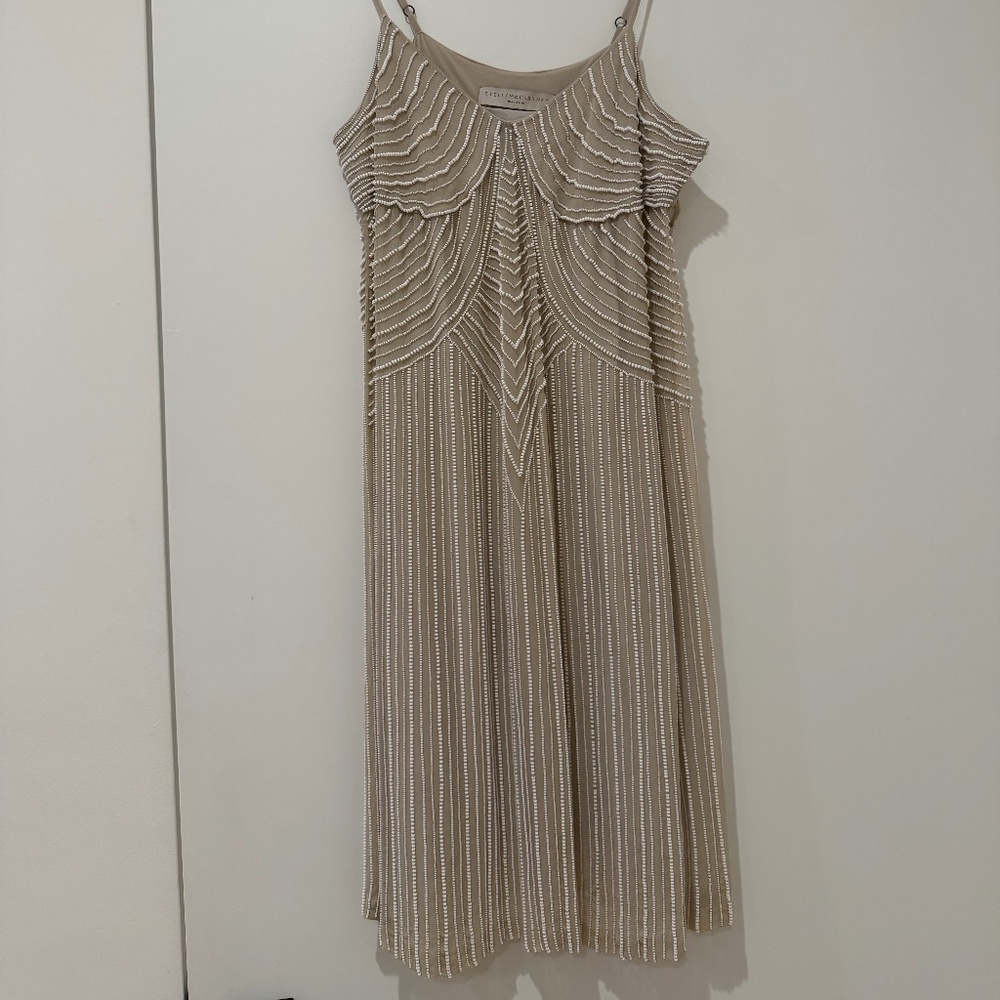 Stella McCartney Silk Chiffon Beaded Mini Dress Beige EU 40 Cocktail - Picture 5 of 6